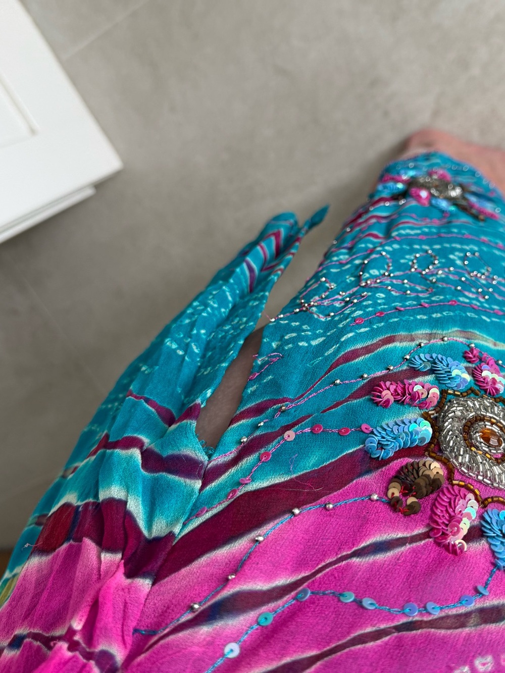 Gorgeous Silk Desi Beaded Sequin Colorful Embellished Dress Size S - Picture 4 of 11
